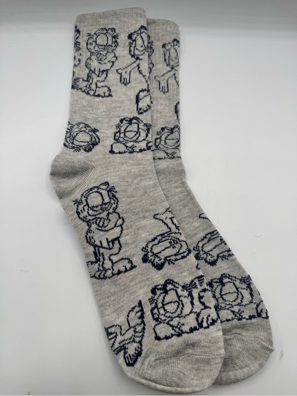 Garfield Gray Crew Socks Adult Size 8-12